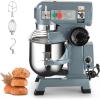 Commercial Mixer 20 QT, 1100W Electric Mixer 3 Speeds Adjustable, Stainless Steel Bowl Heavy Duty Mixer with Safety Guard, Dough Hook Whisk Beater Included, Perfect for Bakery Pizzeria(15qt)