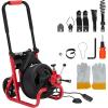 Drain Cleaner Machine, 75 ft X 1/2 in Electric Drain Auger with 6 Cutters and Gloves, Commercial Drain Cleaning Machine Sewer Snake Drill Drain Auger Cleaner for 2 to 4 in Pipes(75FT x 1/2 Inch)