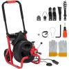 Drain Cleaner Machine, 75 ft X 1/2 in Electric Drain Auger with 6 Cutters and Gloves, Commercial Drain Cleaning Machine Sewer Snake Drill Drain Auger Cleaner for 2 to 4 in Pipes(100FT x 3/8 Inch)