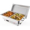 Electric Chafing Dish Buffet Set, 9 QT Buffet Servers and Warmers Stainless Steel, Commercial Food Warmer with 1 Full-Size Pan & 2 Half-Size Pan, Temperature Control Display for Parties, Catering(1/2 Half Size)