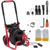 GARVEE Drain Cleaner Machine 100 ft x 3/8 in, Professional Electric Drain Auger Fits 1 in to 4 in (2.5 cm to 10cm) Pipes, Portable Electric Drain Snake with 6 Cutters and Pair of Gloves(Length 100 Ft + Diameter 3/8 Inch)