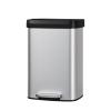 Garvee 16 gal / 60 L Metal Trash Can with Lid, Large Garbage Can for Kitchen, Rustproof Step-on Kitchen Metal Trash Bin with Liner Rim, Rear Handle, Soft Close Plastic Lid, Black(Silver)