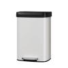 Garvee 16 gal / 60 L Metal Trash Can with Lid, Large Garbage Can for Kitchen, Rustproof Step-on Kitchen Metal Trash Bin with Liner Rim, Rear Handle, Soft Close Plastic Lid, Black(White)