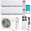 Garvee 20000 BTU Dual Zone WIFI Mini Split AC/Heating System, 20 SEER2 2 Zone 9000+9000 BTU Ductless Split Air Conditioner with Pre-Charged Condenser, Not Include Copper Tube Line Set, 208-230V(2 Head-18000BTU+9000BTU)