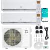 Garvee 20000 BTU Dual Zone WIFI Mini Split AC/Heating System, 20 SEER2 2 Zone 9000+9000 BTU Ductless Split Air Conditioner with Pre-Charged Condenser, Not Include Copper Tube Line Set, 208-230V(2 Head-12000BTU+12000BTU)