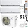 Garvee 20000 BTU Dual Zone WIFI Mini Split AC/Heating System, 20 SEER2 2 Zone 9000+9000 BTU Ductless Split Air Conditioner with Pre-Charged Condenser, Not Include Copper Tube Line Set, 208-230V(2 Head-9000BTU+9000BTU)