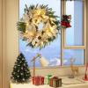 Garvee 24 Inch Pre-Lit Christmas Wreath, Artificial Xmas Wreath with Golden Ball Ornaments & Artificial Flowers Leaves, Christmas Wreath for Front Door, Window and Mantel Decor, Gold(Gold)