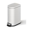 Garvee 2.6 gal / 10 L Metal Bathroom Trash Can with Lid, Slim Waterproof Garbage Can for Bedroom, Small Step-on Trash Bin with Inner Bucket, Rear Handle, Soft Close Lid, Black(Creamy White)