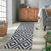 Garvee 2×6 Kitchen Rug Washable Hallway Runner Rugs Non Slip Neutral Area Rug for Entryway Stain Resistant Checkered Bathroom Rugs Low Pile Front Door Mat Brown Rug(Black)