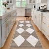 Garvee 2×6 Kitchen Rug Washable Hallway Runner Rugs Non Slip Neutral Area Rug for Entryway Stain Resistant Checkered Bathroom Rugs Low Pile Front Door Mat Brown Rug(Brown)