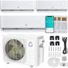 Garvee 3 Zone 28000 BTU(9K + 9K + 9K) Mini Split AC/Heating System, 20 SEER2 Tri Zone Ductless Split Air Conditioner with Pre-Charged Condenser, Not Include Copper Tube Line Set, 208-230V(3 Head-9000BTU×3)
