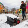 Garvee 30in W x 17in H Snow Shovel with Ergonomic Handle for Driveway, Heavy Duty Push Snow Plow Shovel with Large Adjustable Handle, Angled Blade and Wheels, Snow Removal for Driveway, Courtyard
