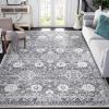 Garvee 5×7 Bedroom Rugs Non Slip Washable Rugs for Living Room Modern Striped Area Rug for Dining Room Stain Resistant Area Rug for Classroom Office Blue and Orange(Dark Grey & White)
