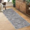 Garvee 5×7 Bedroom Rugs Non Slip Washable Rugs for Living Room Modern Striped Area Rug for Dining Room Stain Resistant Area Rug for Classroom Office Blue and Orange(Vintage1-grey)