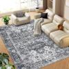 Garvee 5×7 Bedroom Rugs Non Slip Washable Rugs for Living Room Modern Striped Area Rug for Dining Room Stain Resistant Area Rug for Classroom Office Blue and Orange(Dark Gray)