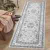 Garvee 5×7 Living Room Rugs Machine Washable Area Rugs Vintage Bordered Floor Cover Carpet with Non Slip Backing Non Shedding Low Pile Soft Mats for Bedroom Nursery Office, Green(Floral|grey)