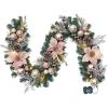Garvee 6 Feet Christmas Garland with Lights for Mantle, Battery Operated Outdoor Christmas Garlands with Antlers Gold Balls, Prelit Garland Decorations for Fireplace Stair Railing TV Stand(Rose Gold)