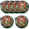 Garvee 6 Pack Christmas Wreath Storage Bags, Waterproof Clear PVC/PE Wreath Storage Containers with Sturdy Handles & Zippers, Holiday Decor Storage Organizer for Xmas and Seasonal Decorations, Green(Green)