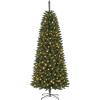 Garvee 6 ft Christmas Tree, 6 ft Artificial Prelit Slim Pencil Tree with Warm White Lights & Metal Stand, Easy Assemble, Xmas Decor for Home Party Office Mall Holiday Decoration(Green)
