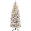 Garvee 6 ft Christmas Tree, 6 ft Artificial Prelit Slim Pencil Tree with Warm White Lights & Metal Stand, Easy Assemble, Xmas Decor for Home Party Office Mall Holiday Decoration(White)