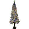 Garvee 6Ft Artificial Christmas Tree Prelit, Snow Flocked Xmas Tree with 458 PE Branch Tips, 200 Colorful Lights, Metal Stand, Full & Realistic Appearance for Christmas Decor(6ft 10in)