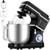 Garvee 7.5 QT Stand Food Mixer, 10-Speed Tilt Head 3 in-1 Kitchen Electric Mixer with Stainless Steel Bowl, Egg Whisk, Dough Hook, Beater, Splash Guard, Compact Dough Mixer for Home Cooks, Silver(BLACK)