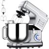 Garvee 7.5 QT Stand Food Mixer, 10-Speed Tilt Head 3 in-1 Kitchen Electric Mixer with Stainless Steel Bowl, Egg Whisk, Dough Hook, Beater, Splash Guard, Compact Dough Mixer for Home Cooks, Silver(SILVER)