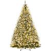 Garvee 7.5 ft Pre-Decorated Artificial Christmas Tree Prelit, Partially Flocked Design Xmas Tree with 1042 Branch Tips, 550 LED Lights, Pinecones & Metal Stand for Christmas Decorations(Green With Pinecones)