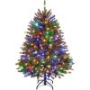 Garvee 7.5 ft Pre-Decorated Artificial Christmas Tree Prelit, Partially Flocked Design Xmas Tree with 1042 Branch Tips, 550 LED Lights, Pinecones & Metal Stand for Christmas Decorations(Green)