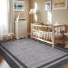 Garvee 8×10 Area Rugs Washable Rugs for Living Room Modern Solid Minimalist Border Rug Soft Bedroom Rug Non Slip Floor Cover Stain Resistant Throw Carpet for Dining Room Apartment Nursery，Black/Grey(Black/Grey-border)