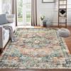 Garvee 8×10 Rug Washable Vintage Boho Large Rugs for Living Room Non Slip Kids Playroom Floor Mat Non Shedding Soft Bedroom Rug Low Pile Soft Thin Foldable Indoor Rugs for Classroom Dining, Beige(Green Brown)