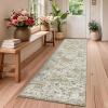 Garvee 8×10 Rug Washable Vintage Boho Large Rugs for Living Room Non Slip Kids Playroom Floor Mat Non Shedding Soft Bedroom Rug Low Pile Soft Thin Foldable Indoor Rugs for Classroom Dining, Beige(Brown/Yellow)
