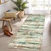 Garvee 9×12 Area Rug Washable Rugs for Living Room Modern Abstract Rug Modern Abstract Area Rugs Stain Resistant Throw Carpet Non-Slip Soft Floor Mat for Nursery Home Office Dining Room，Blue(Green/Multi-striped)