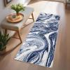Garvee 9×12 Area Rug Washable Rugs for Living Room Modern Abstract Rug Modern Abstract Area Rugs Stain Resistant Throw Carpet Non-Slip Soft Floor Mat for Nursery Home Office Dining Room，Blue(Blue-wave)