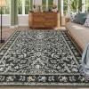 Garvee Area Rug 8×10 for Living Room, Washable Non Slip Low Pile Rugs, Floral Soft Carpet for Living Room, Bedroom, Dining Room, Pink(Black)