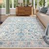 Garvee Area Rug 8×10 for Living Room, Washable Non Slip Low Pile Rugs, Floral Soft Carpet for Living Room, Bedroom, Dining Room, Pink(Blue)