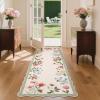 Garvee Floral Botanical 2×6 Runners for Hallways Washable Non Slip Scalloped Kitchen Rugs Low Pile Ultra Thin Stain Resistant Farmhouse Carpet for Bedside Entryway Laundry Bathroom, Taupe(Floral/Light Taupe)