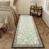Garvee Floral Botanical 2×6 Runners for Hallways Washable Non Slip Scalloped Kitchen Rugs Low Pile Ultra Thin Stain Resistant Farmhouse Carpet for Bedside Entryway Laundry Bathroom, Taupe(Leaf/Beige)
