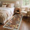 Garvee Floral Botanical 2×6 Runners for Hallways Washable Non Slip Scalloped Kitchen Rugs Low Pile Ultra Thin Stain Resistant Farmhouse Carpet for Bedside Entryway Laundry Bathroom, Taupe(Floral/Brown)