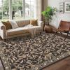 Garvee Floral Botanical 2×6 Runners for Hallways Washable Non Slip Scalloped Kitchen Rugs Low Pile Ultra Thin Stain Resistant Farmhouse Carpet for Bedside Entryway Laundry Bathroom, Taupe(Leaf/Brown)
