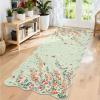 Garvee Floral Washable Scalloped Rugs 8×10 Non-Slip Soft Black Area Rugs for Living Room, Low Pile Stain Resistant Floral Carpet, Easy Clean Foldable Floor Mats for Dining Room, Home Office, Black(Green-scalloped)