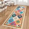 Garvee Geometric Area Rug 2×6 Modern Farmhouse Bathroom Rugs with Non Slip Backing, Low Pile Ultra Soft Trellis Floral Accent Carpet, Foldable Runners for Hallways, Bedrooms, Laundry Rooms, Green(Trellis|colorful)