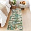 Garvee Modern Abstract Washable Area Rug 5×7 for Living Room Indoor Contemporary Floor Carpet Soft Low Pile Dining Room Mat Non Slip Foldable Thin Rugs for Bedroom Office, Black Grey(Green)