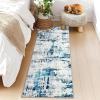 Garvee Modern Abstract Washable Area Rug 5×7 for Living Room Indoor Contemporary Floor Carpet Soft Low Pile Dining Room Mat Non Slip Foldable Thin Rugs for Bedroom Office, Black Grey(Blue)