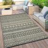 Garvee Outdoor Rugs 8×10 Waterproof for Patios Clearance, Plastic Straw Mats for Backyard, Porch, Deck, Balcony, Reversible, Black + White(Blue & Gray)