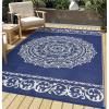 Garvee Outdoor Rugs 8×10 Waterproof for Patios Clearance, Plastic Straw Mats for Backyard, Porch, Deck, Balcony, Reversible, Black + White(Navy+white)