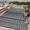 Garvee Outdoor Rugs 8×10 Waterproof for Patios Clearance, Plastic Straw Mats for Backyard, Porch, Deck, Balcony, Reversible, Black + White(Yellow & Gray)