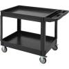 Garvee Service Utility Cart 2-Shelf Utility/Service Cart, 500-Pound Capacity, Storage Handle, for Warehouse/Garage/Cleaning/Manufacturing，45″X25″ Black