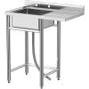 Garvee Stainless Steel Sink, 36x21x40 in Freestanding Single Tank Commercial Kitchen Sink Set with Worktop, NSF Certificated, Commercial Single Bowl Kitchen Prep & Utility Sink for Garage, Restaurant