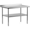 Garvee Stainless Steel Work Table with Backsplash,48×24 in NSF Certified Heavy Duty Kitchen Prep Table for Hotel,Home,Restaurant(without Caster&with Backsplash)
